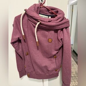 Naketano Burgundy Cowl Hoodie with Rope Details